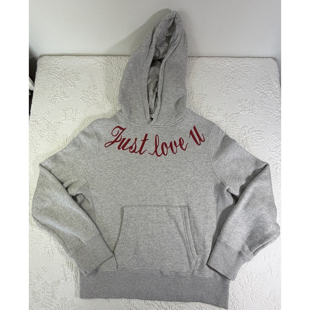 Sandro Paris Womens Cotton Gray Love You Pullover Long Sleeve Hoodie Gray Size S